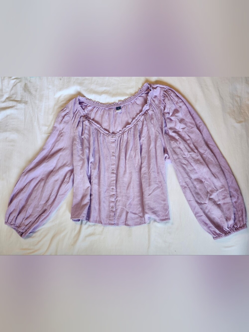Old Navy Lilac Button-Front Peasant Blouse
